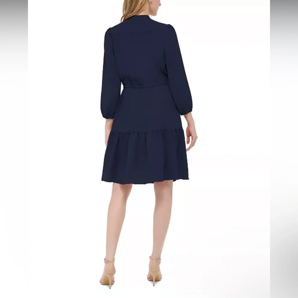 NWOT Tommy Hilfiger Sz 6 Womens Black Long Sleeve Drawstring Shirtdress Ret $129